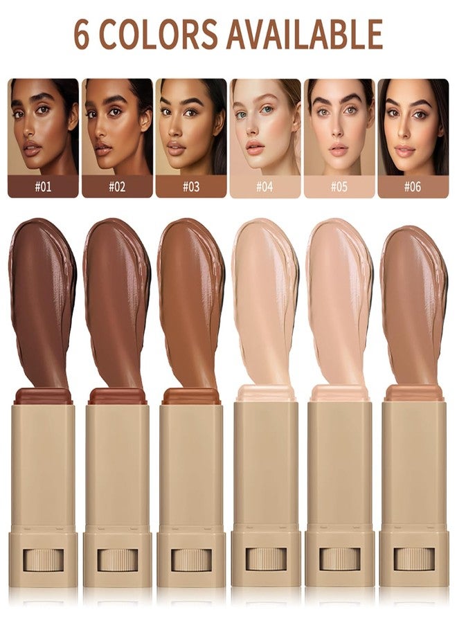 XTJXTJ 6 Colors Foundation Stick Beauty Balm Serum Boosted Skin Tint, Long-Lasting Coverage, Tinted Moisturizer For Face, Portabl Moisturizing Essence Contour Stick Foundation Beauty Balm (#03) - Image 5